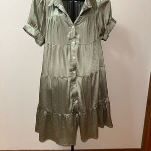 Satin Button-Up Dress
